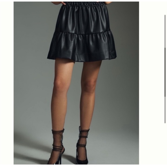 NWT Anthropologie The Somerset Mini Skirt;
Faux Leather Edition in Black - Picture 2 of 12